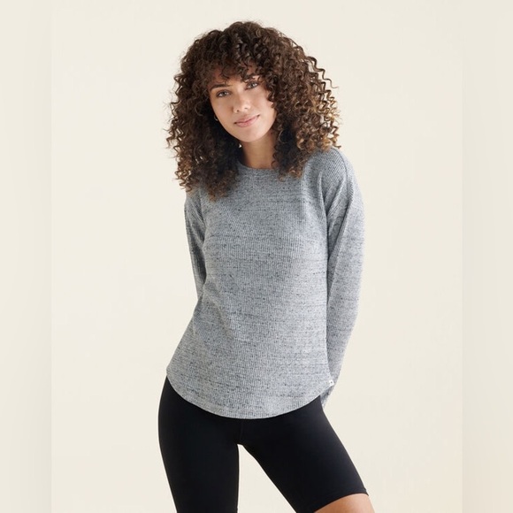 Roots Heathered Grey Organic Cotton Henley Long Sleeve T-shirt Size Extra Small - Picture 2 of 12